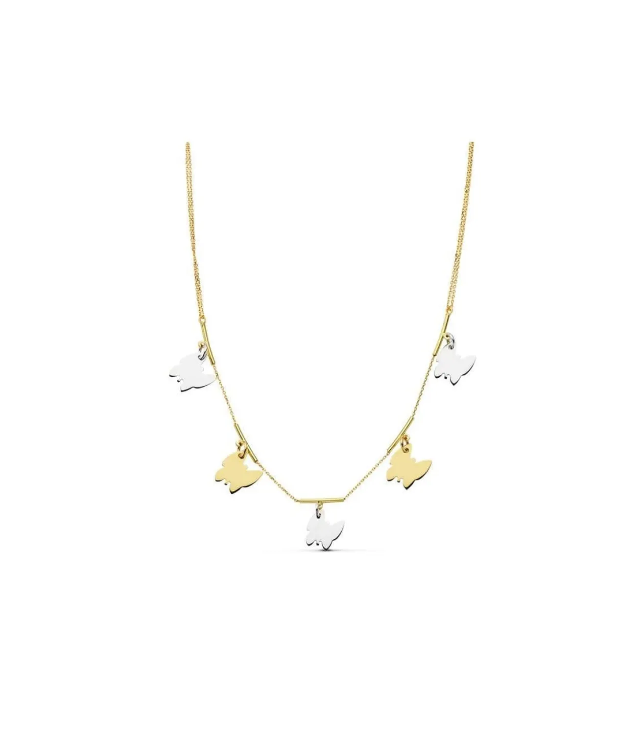 Gargantilla Oro Bicolor 18K Charms Mariposas<Alda Joyeros Cheap