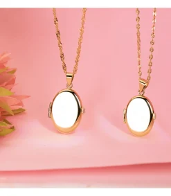 Guardapelo Portafotos Liso Oval Oro 18 K 25 Mm<Alda Joyeros New