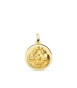Medalla Bautismo Cristiano Oro 18K 18Mm Bisel<Alda Joyeros Store