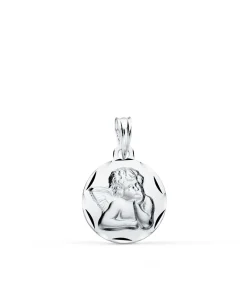 Medalla Bebé Ángel Querubin Oro Blanco 9 K 14 Mm<Alda Joyeros Fashion