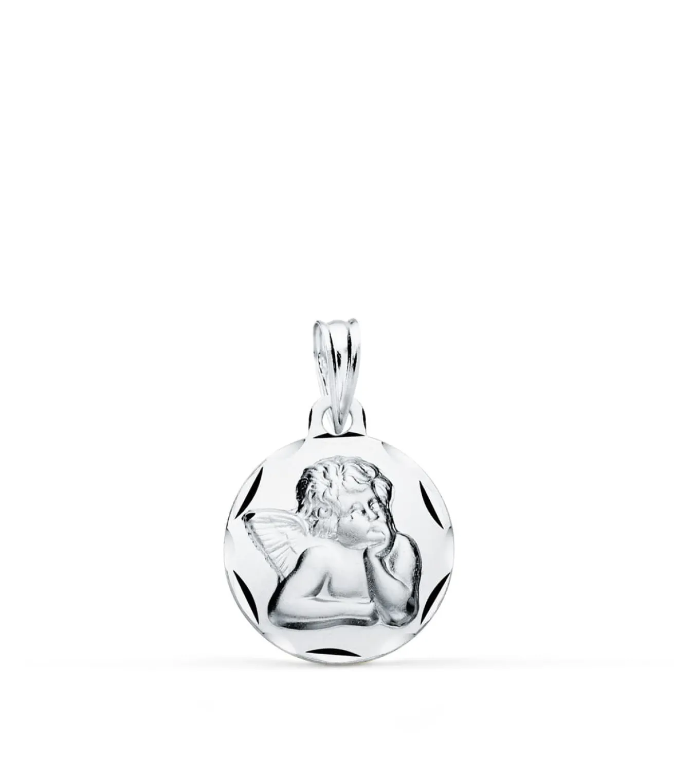 Medalla Bebé Ángel Querubin Oro Blanco 9 K 14 Mm<Alda Joyeros Fashion