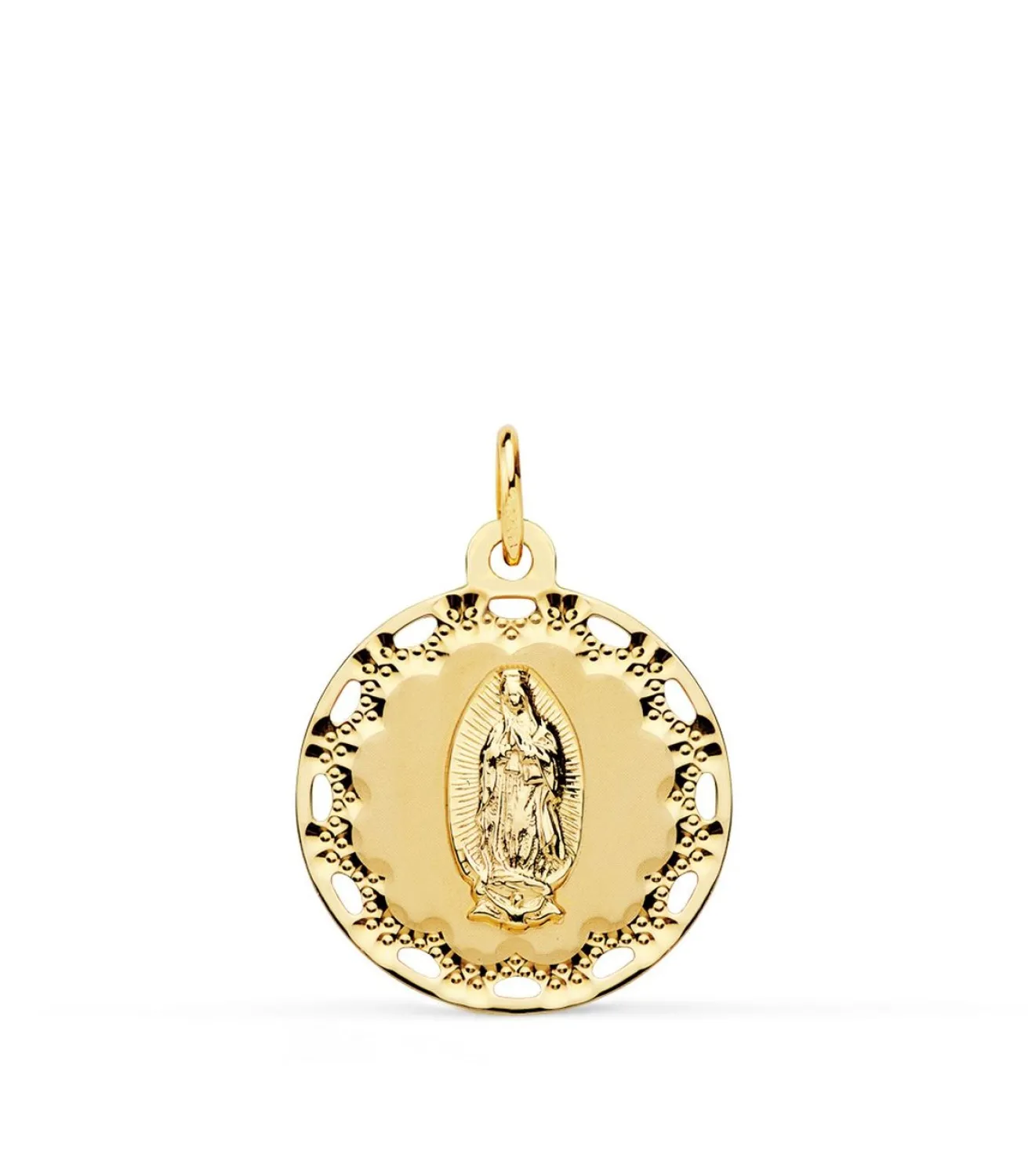 Medalla Calada Virgen De Guadalupe Mexico Oro 18K 18Mm<Alda Joyeros Fashion