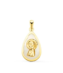 Medalla Comunion Nacar Oro 18K Virgen Niña Gota<Alda Joyeros Online