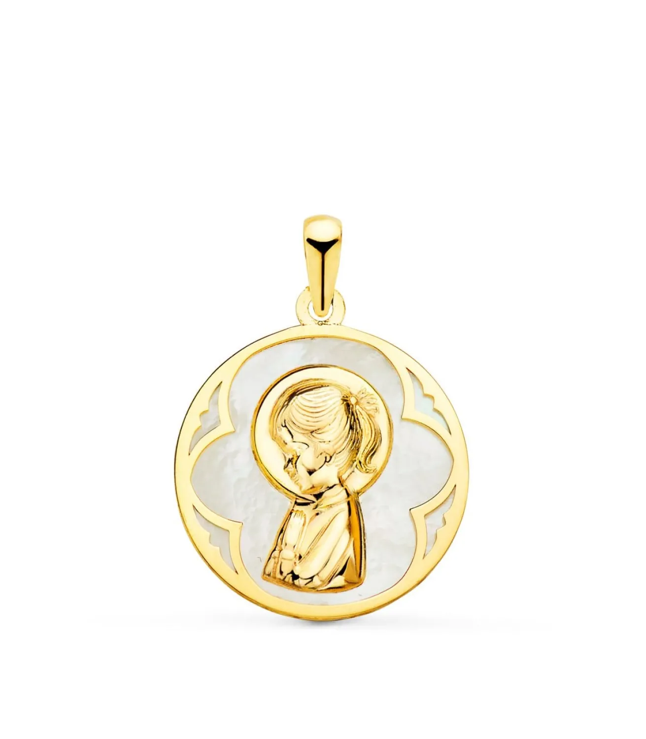 Medalla Comunion Nacar Oro 18K Virgen Niña<Alda Joyeros Hot