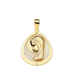 Medalla Comunion Oro 18K Virgen Niña Nacar Gota<Alda Joyeros Cheap