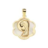 Medalla Comunion Oro 18K Virgen Niña Nacar Flor<Alda Joyeros Clearance