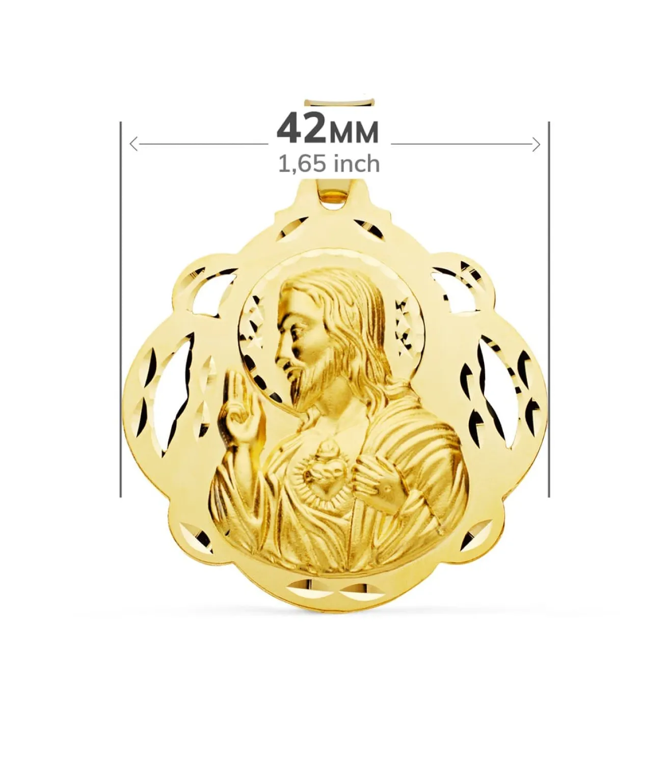 Medalla Corazon De Jesus Oro 18 K 42 Mm Pandereta<Alda Joyeros Hot