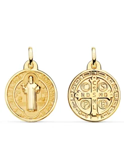 Medalla De San Benito Oro 18K Mate Y Brillo 20Mm<Alda Joyeros Store