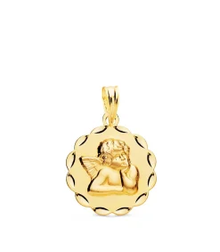 Medalla Flor Ángel Oro Amarillo 18K 17Mm<Alda Joyeros Best Sale