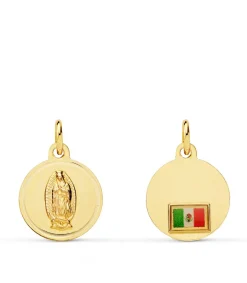 Medalla Guadalupe Bandera Mexico Oro 18K 14Mm Bisel<Alda Joyeros Cheap