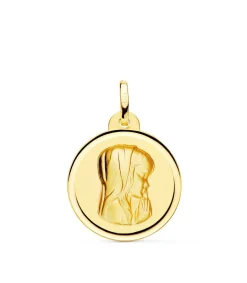Medalla 18Kt 20Mm Virgen Niña Rezando Bisel<Alda Joyeros Cheap