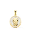 Medalla Nacar Redonda Virgen Niña Oro 18 K 15 Mm<Alda Joyeros Discount