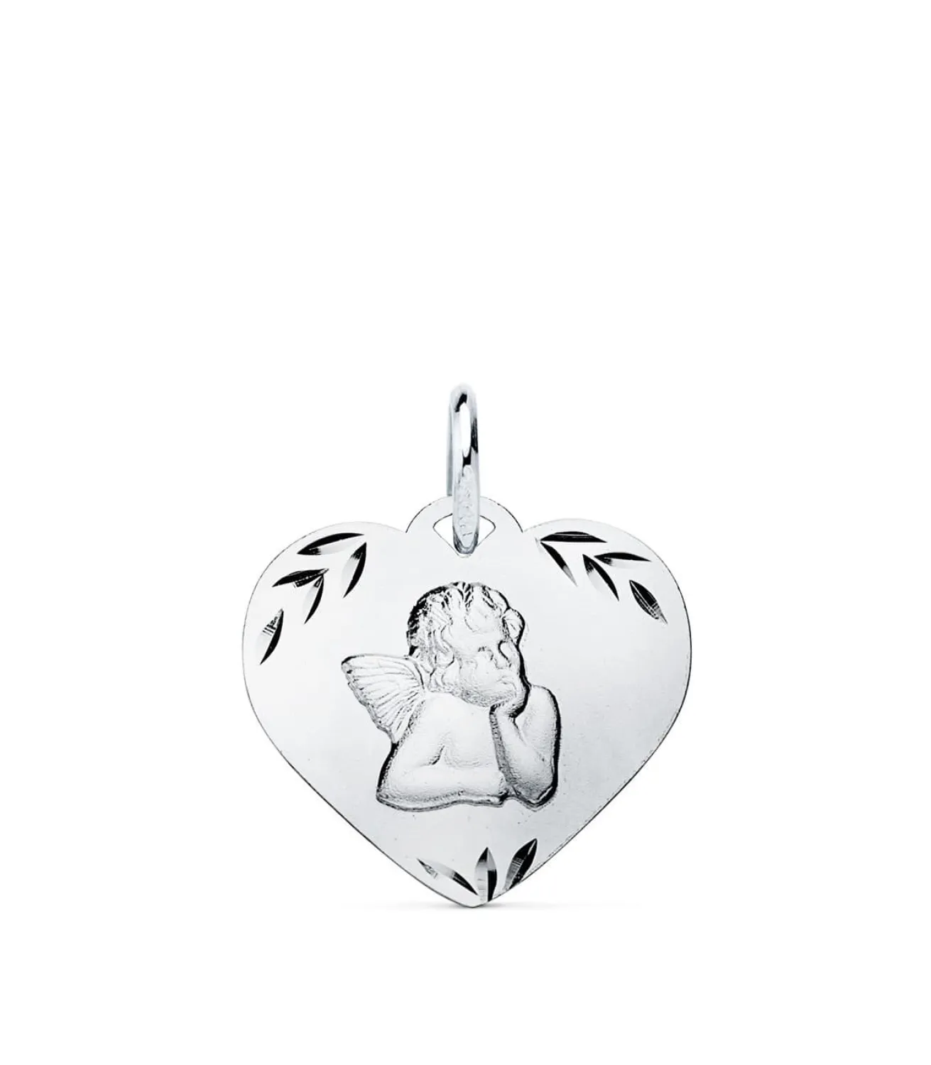 Medalla Ángel Burlon Oro Blanco 9K Corazon<Alda Joyeros Outlet