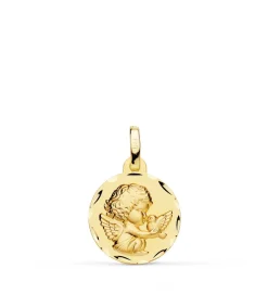 Medalla Ángel Burlon Y Pajaro Oro Amarillo 18K 14Mm<Alda Joyeros Discount