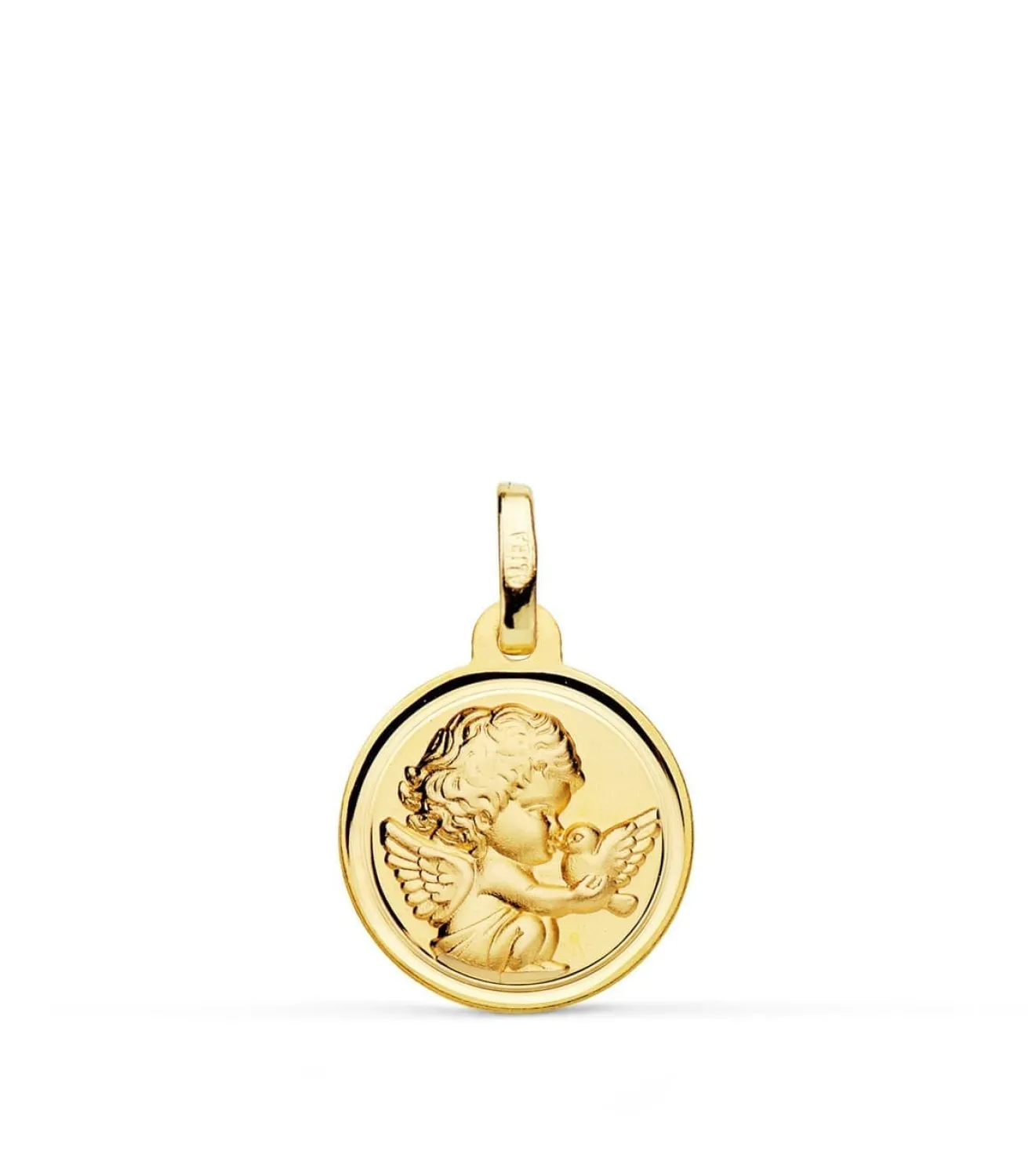 Medalla Ángel Y Pajaro Oro Amarillo 18K 14Mm Bisel<Alda Joyeros Hot