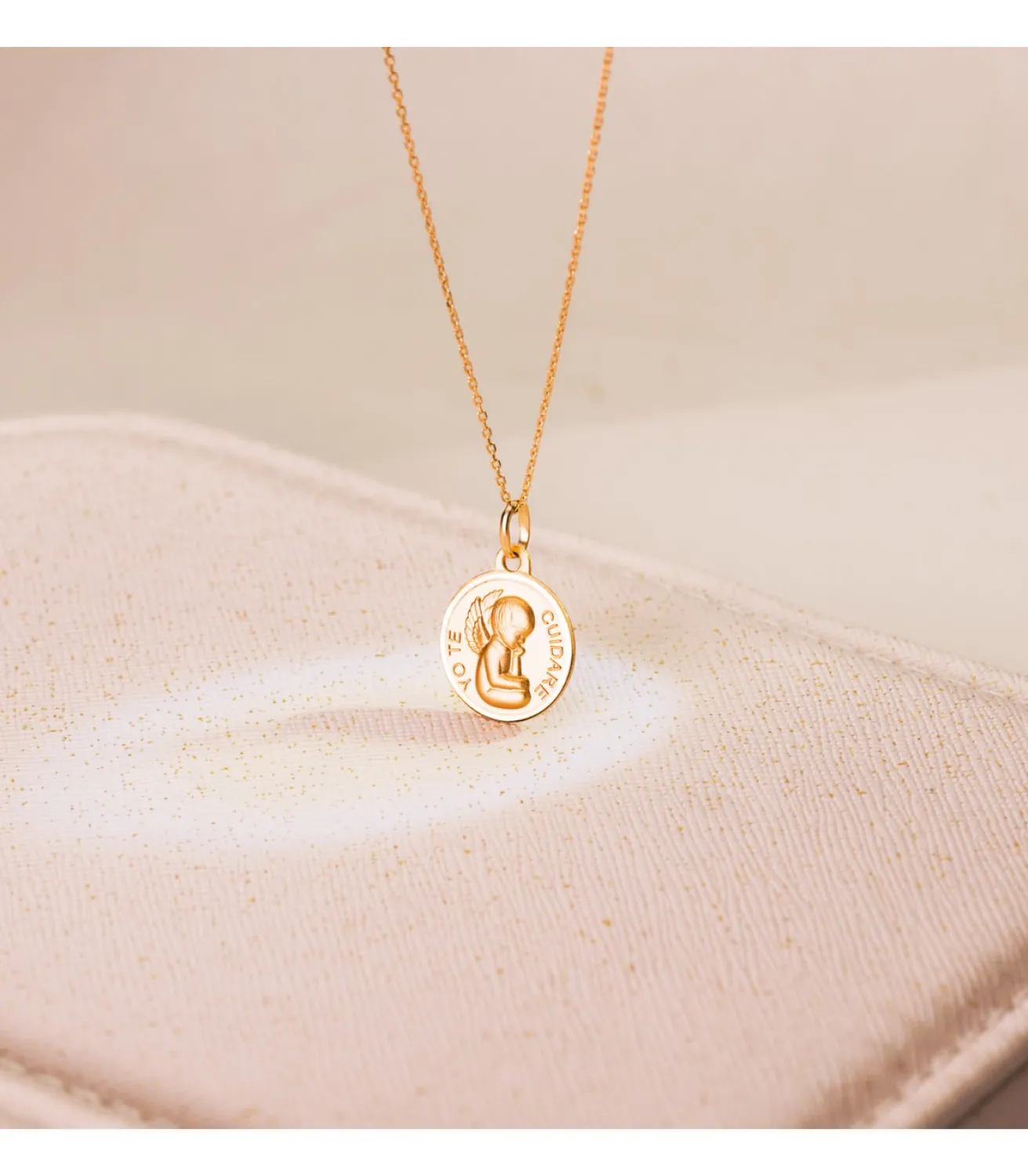 Medalla Ángel Yo Te Cuidare 18K 14Mm Bisel<Alda Joyeros Flash Sale
