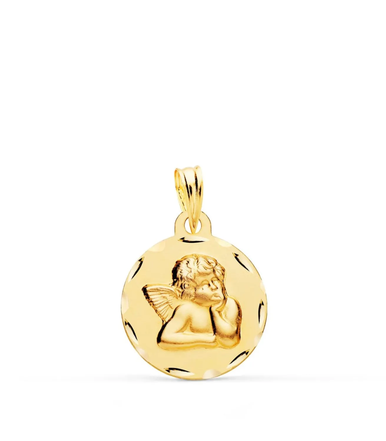 Medalla Ángelito Oro Amarillo 9K 16Mm Tallada<Alda Joyeros Shop
