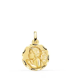 Medalla Ángelito Rezando Oro 18K 16Mm Tallada<Alda Joyeros Flash Sale