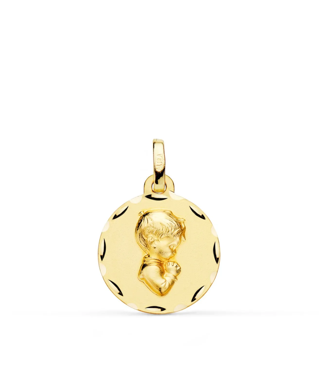 Medalla Nino Rezando Tallada Oro 18K 16Mm<Alda Joyeros Hot