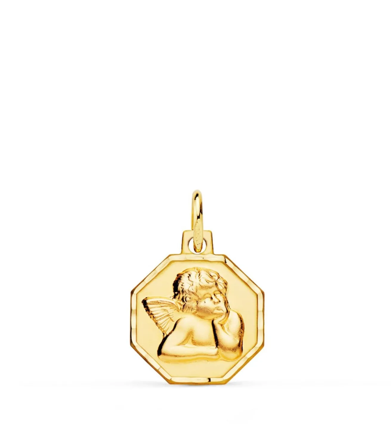 Medalla Octogonal Ángel Querubin Oro 9K 13Mm<Alda Joyeros Best