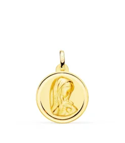 Medalla Oro 18K Bisel Virgen Niña 18Mm<Alda Joyeros Best