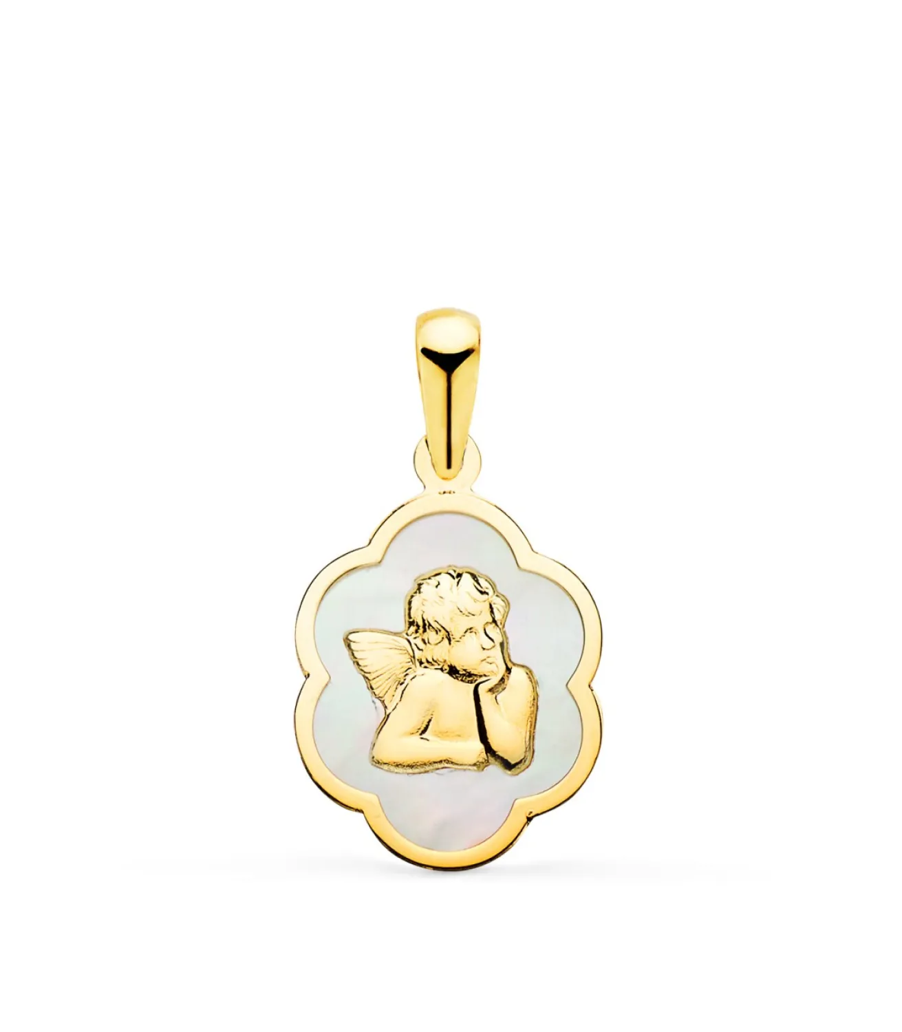 Medalla Oro 18K Ángelito Nacar 15 Mm<Alda Joyeros Sale
