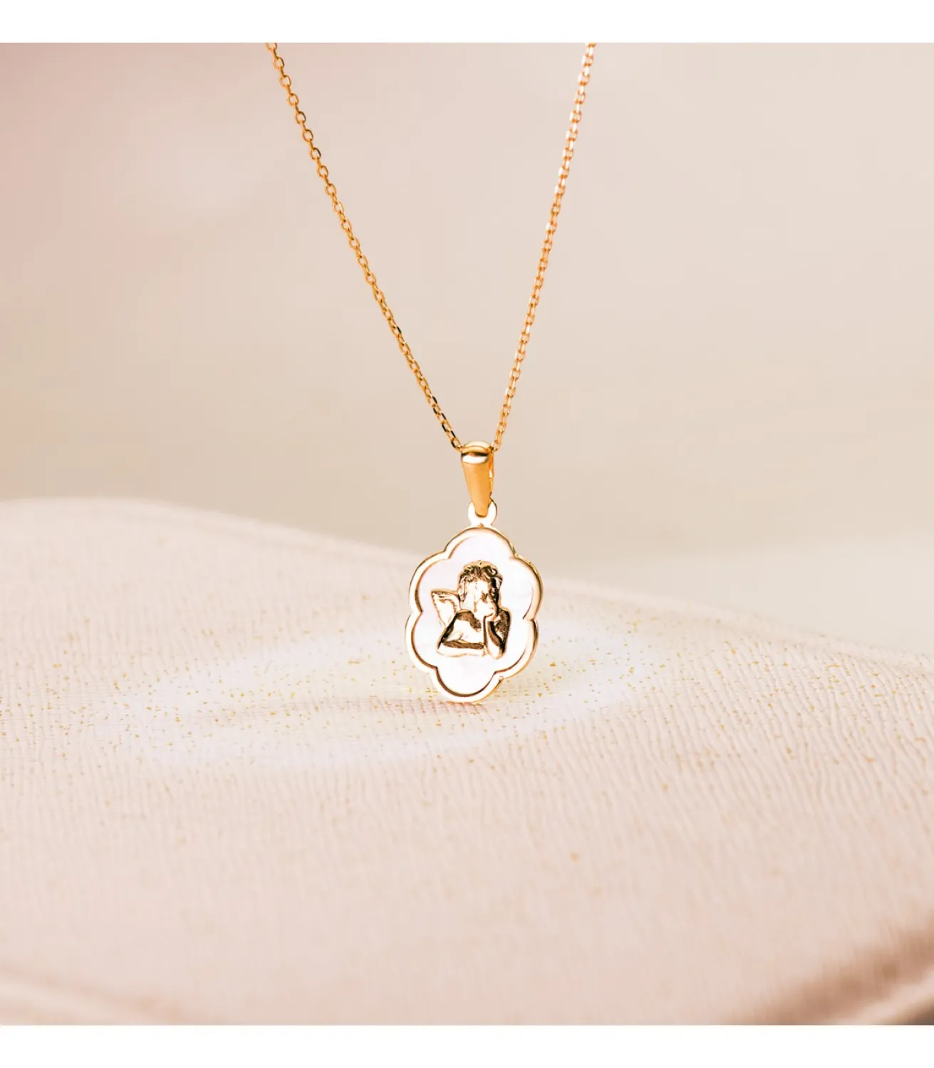 Medalla Oro 18K Ángelito Nacar 15 Mm<Alda Joyeros Sale