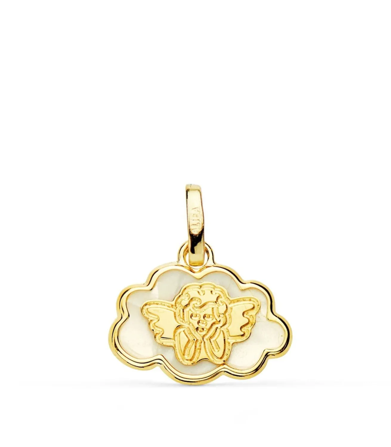Medalla Oro 18K Ángelito Nube Nacar<Alda Joyeros Online