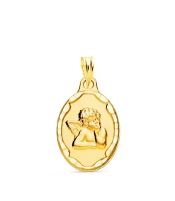 Medalla Oval Ángel Querubin Oro Amarillo 9K 18Mm<Alda Joyeros Best