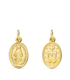 Medalla Oval Virgen Milagrosa Oro 18K 14Mm<Alda Joyeros Online