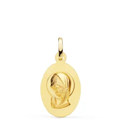 Medalla Oval Virgen Niña 18K Mate 19 Mm<Alda Joyeros Online