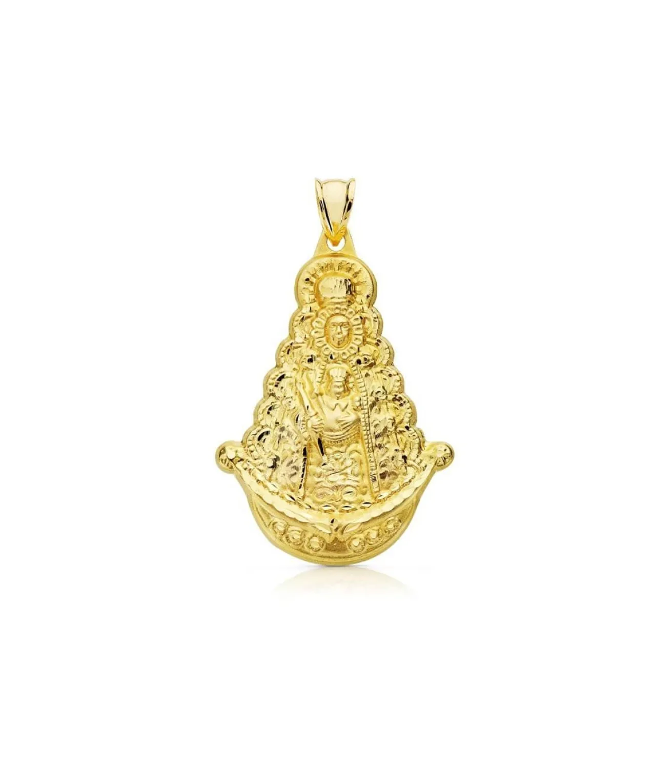 Medalla Silueta Virgen Del Rocio Oro 18K 40Mm<Alda Joyeros Online