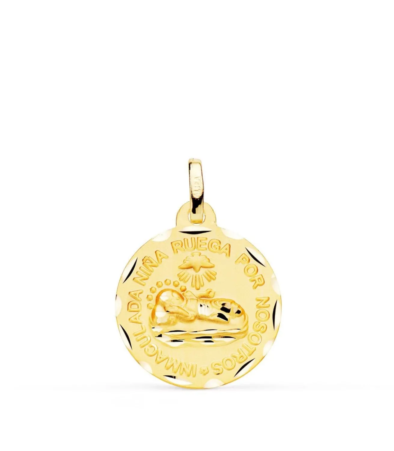 Medalla Virgen Inmaculada Niña Oro 18K 18Mm Tallada<Alda Joyeros Shop