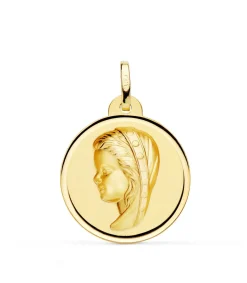 Medalla Virgen Niña Bisel Oro Amarillo 18 K 24 Mm<Alda Joyeros Clearance