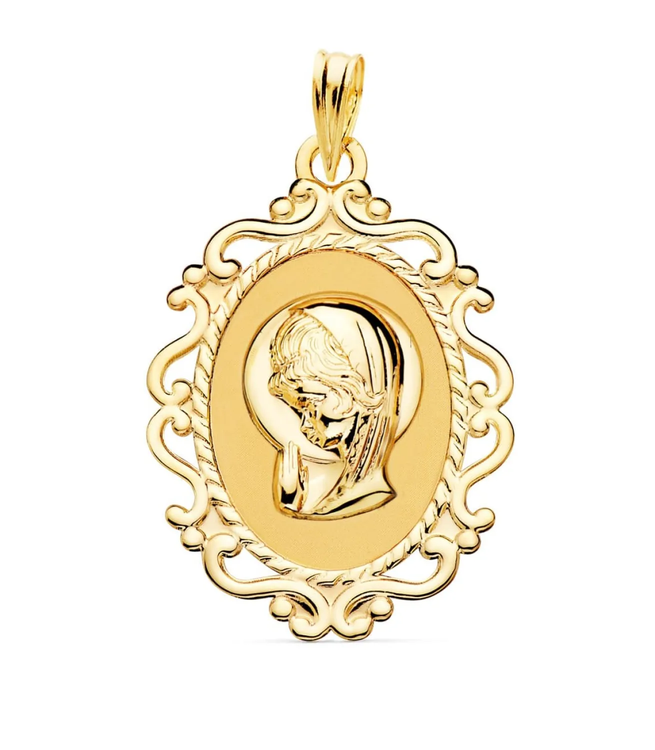 Medalla Virgen Niña Cerco 18Ktes 31Mm<Alda Joyeros Fashion