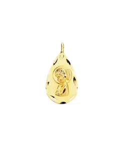 Medalla Virgen Niña Gota Tallada Oro 18 K 19 Mm<Alda Joyeros Clearance