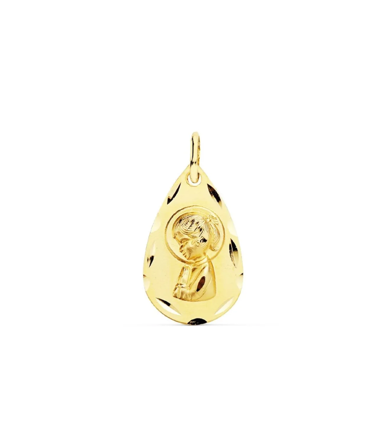 Medalla Virgen Niña Gota Tallada Oro 18 K 19 Mm<Alda Joyeros Clearance