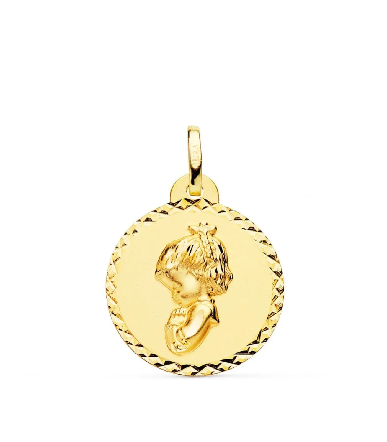 Medalla Virgen Niña Oracion Talla Oro 18K 20Mm<Alda Joyeros Hot