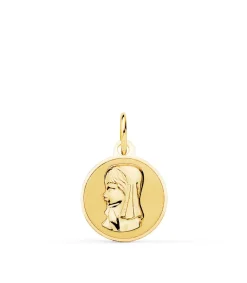 Medalla Virgen Niña Oro 18K 14Mm Brillo Oracion<Alda Joyeros Best
