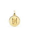 Medalla Virgen Niña Oro 18K 16Mm Bisel Oracion<Alda Joyeros Best