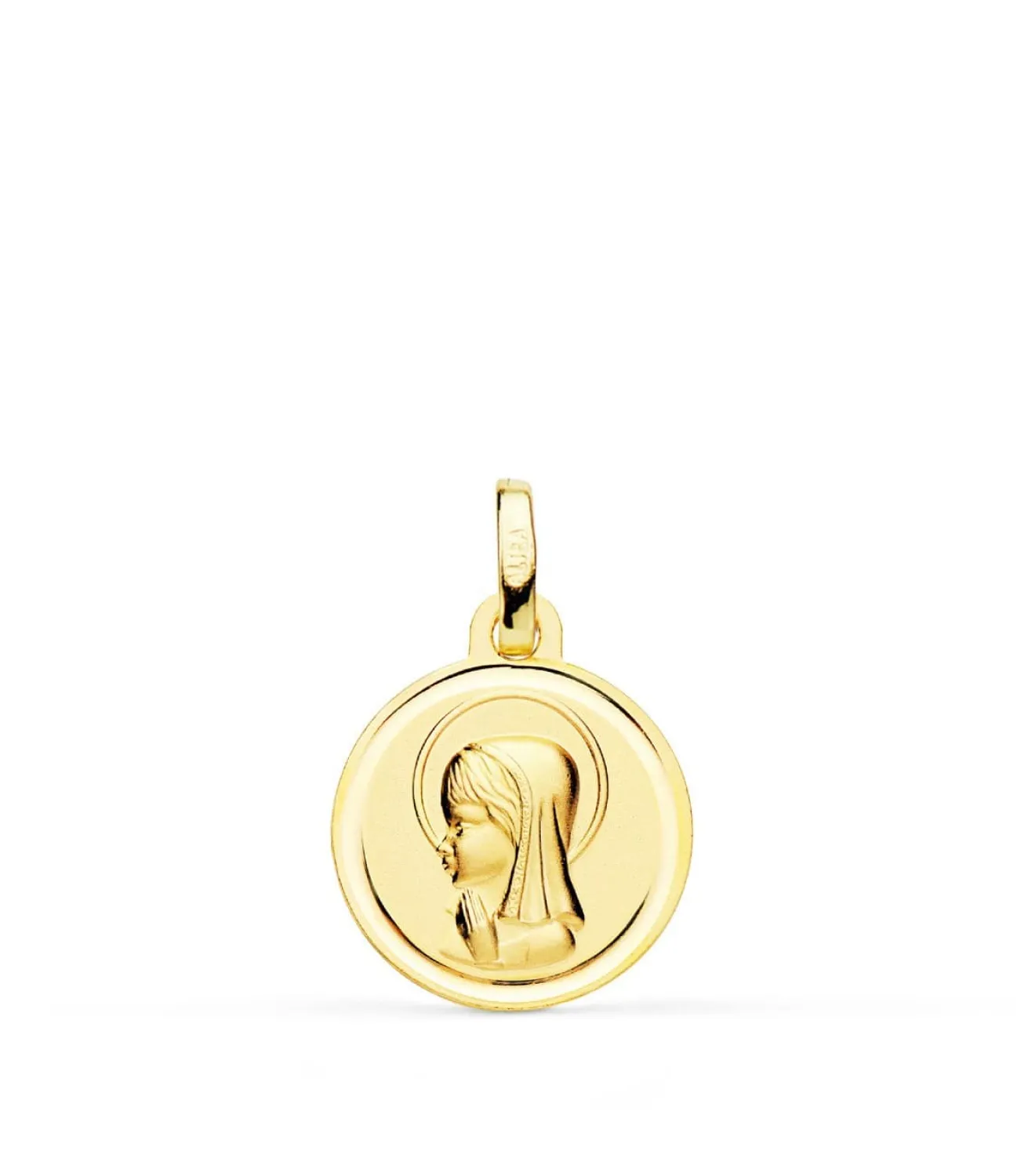 Medalla Virgen Niña Oro 18K 14Mm Bisel<Alda Joyeros Online
