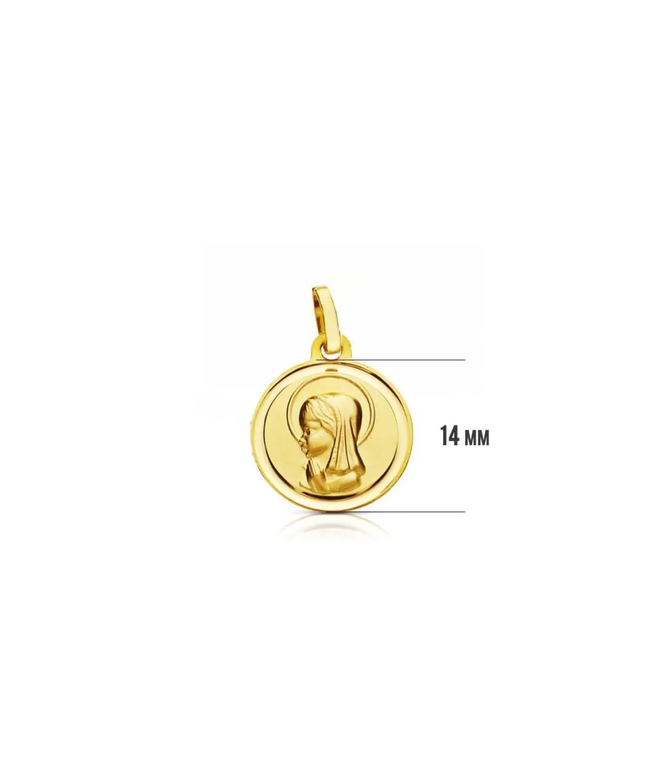 Medalla Virgen Niña Oro 18K 14Mm Bisel<Alda Joyeros Online