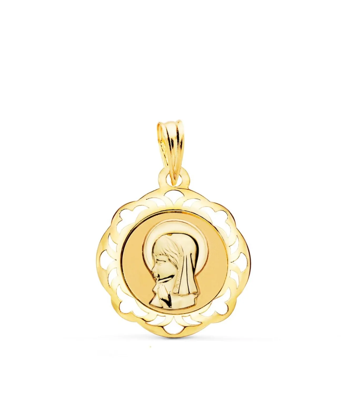 Medalla Virgen Niña Oro 18K 18Mm Orla Oracion<Alda Joyeros Cheap