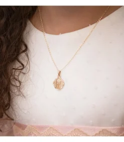 Medalla Virgen Niña Pandereta Oro Amarillo 9K 16Mm<Alda Joyeros Cheap