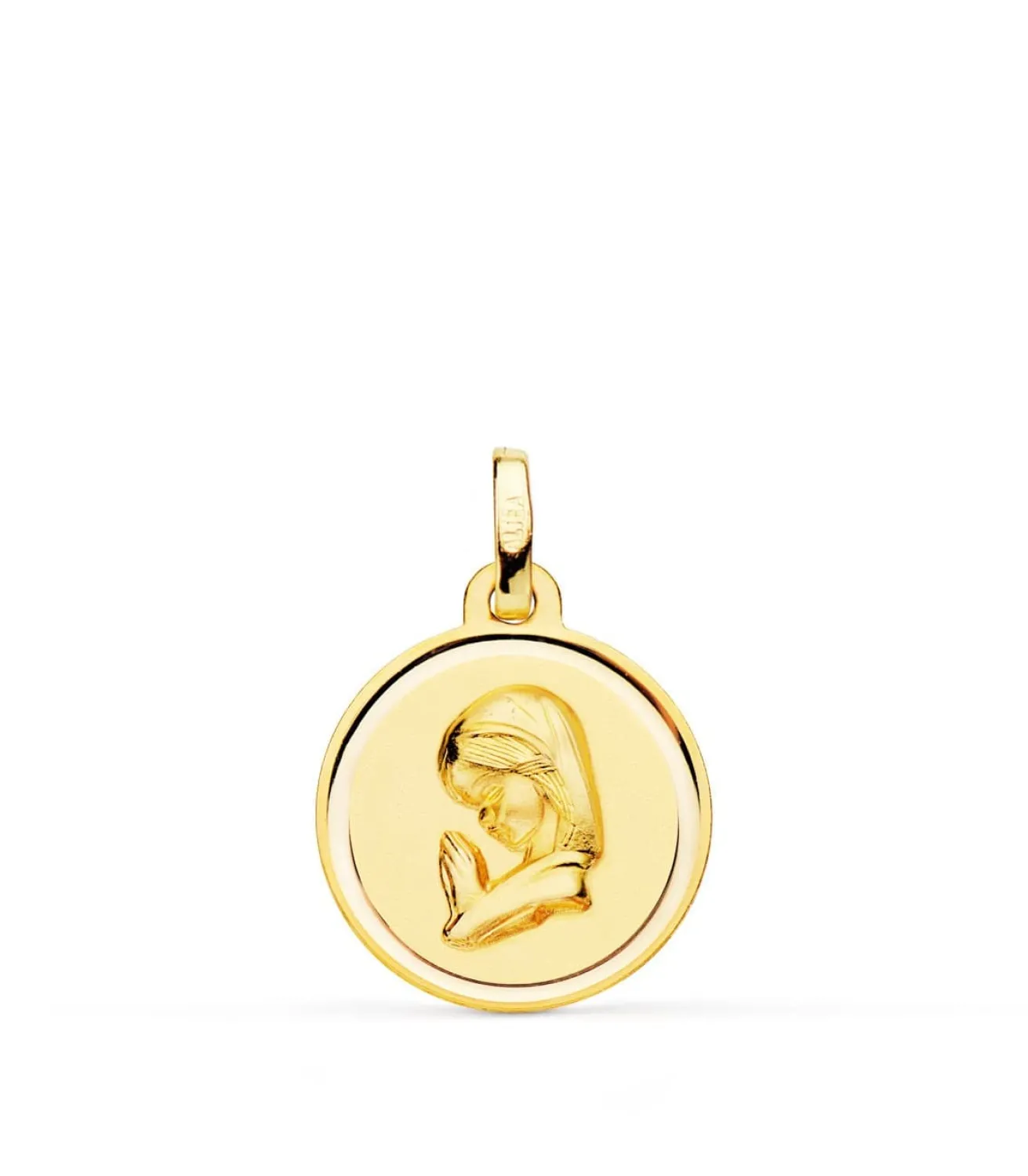 Medalla Virgen Niña Rezando 18K Bisel 16Mm<Alda Joyeros Best