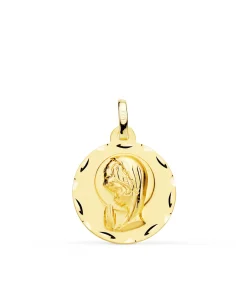 Medalla Virgen Niña Tallada 18Ktes 18Mm<Alda Joyeros Online