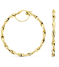 Pendientes Aro Retorcidos Oro 18K 46Mm<Alda Joyeros Outlet