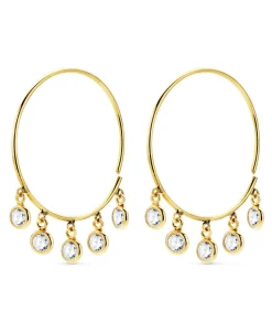 Pendientes Aro Zircon Oro Amarillo 18K 20 Mm<Alda Joyeros Discount