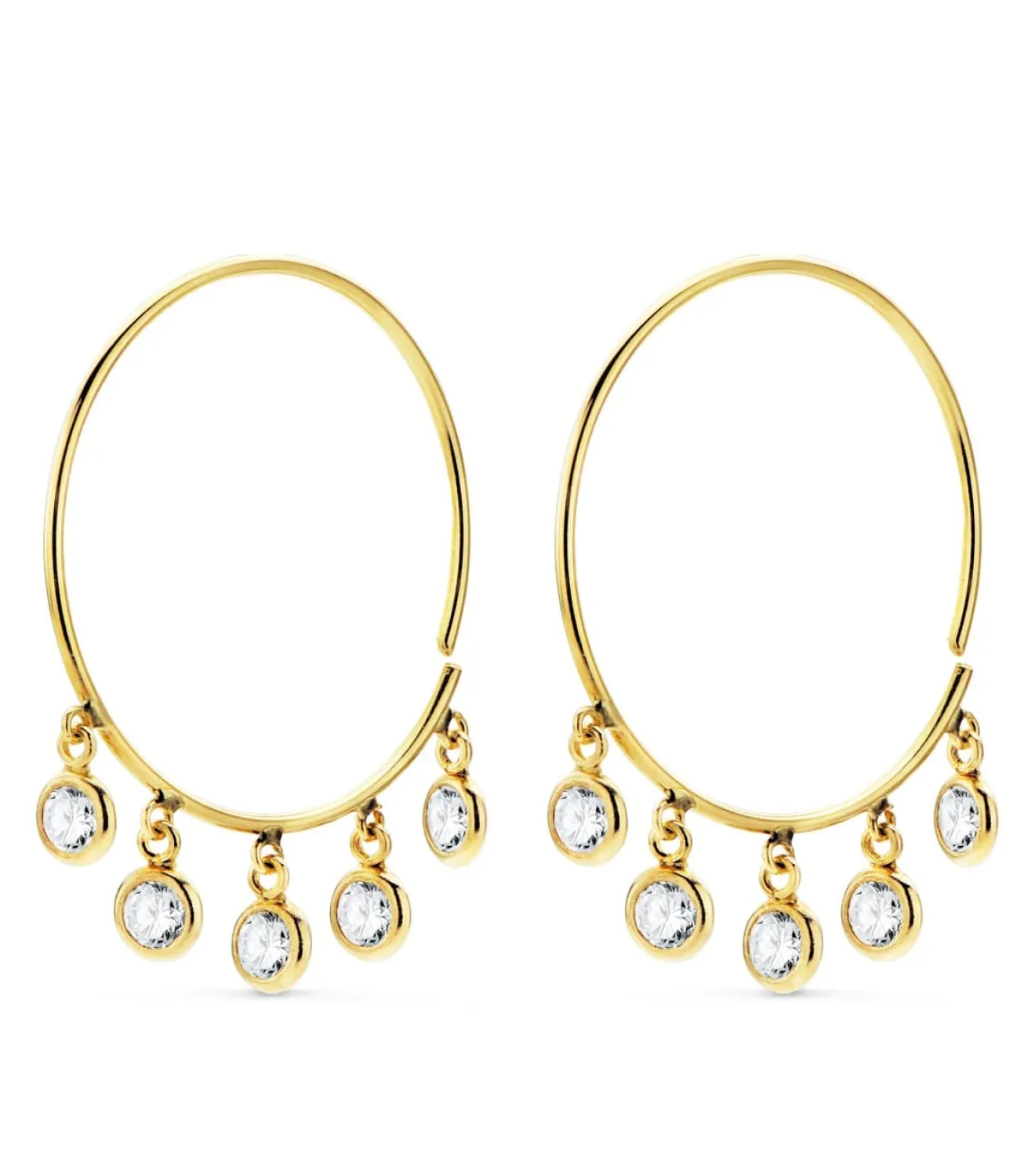 Pendientes Aro Zircon Oro Amarillo 18K 20 Mm<Alda Joyeros Discount