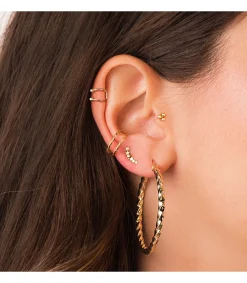Pendientes Aros Gallonados Oro 9K 41 Mm<Alda Joyeros Outlet